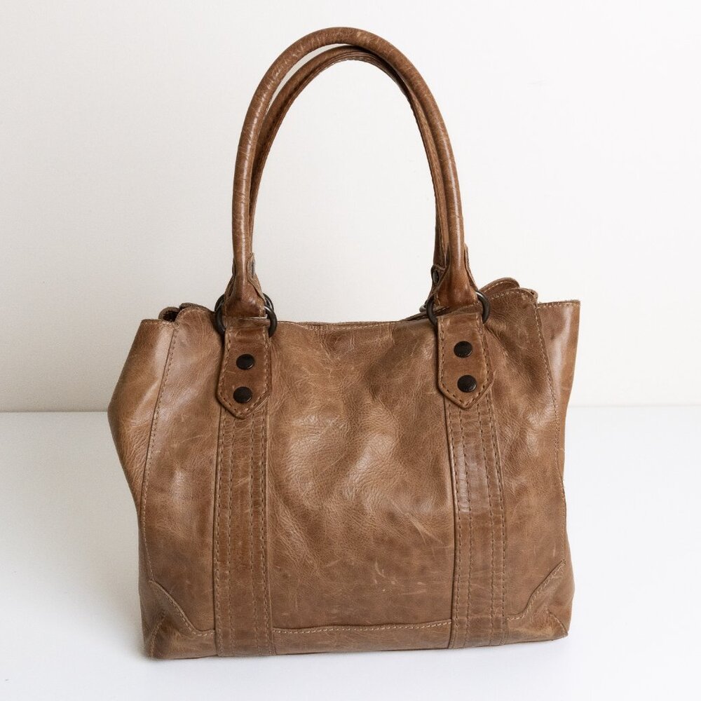 FRYE Leather Tote Handbag Melissa Light Brown Beige - Picture 2 of 14